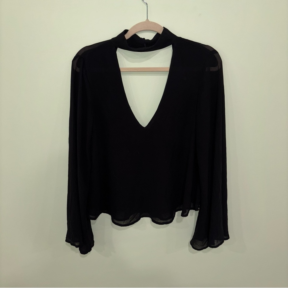 Show Me Your MuMu Black Cutout Olsen Y2K Kimono Sleeve Top Chiffon Women’s Sz M